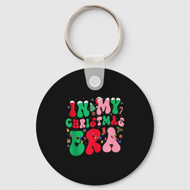 In My Christmas Era Winter Season Holiday Groovy X Keychain (Front)