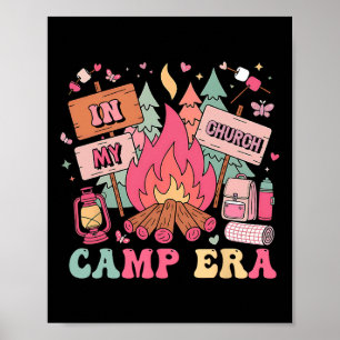 In My Church Camp Era Summer Vacation Camping Squa Poster