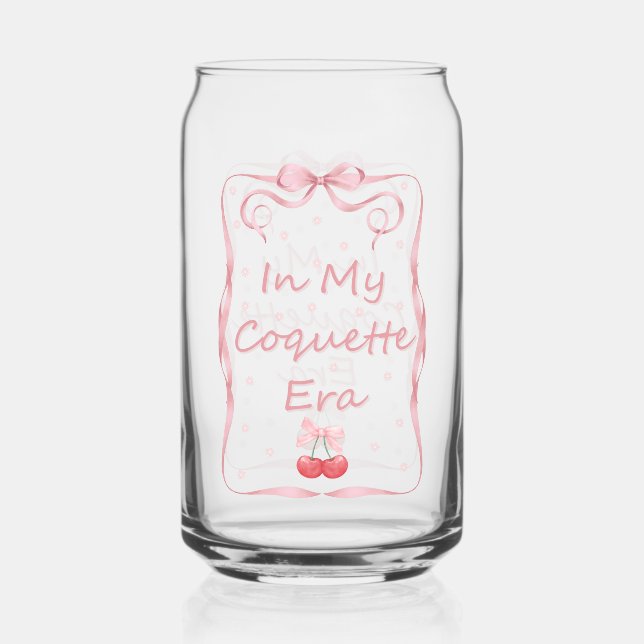 In My Coquette Era, Pink Bows and Red Cherries Can Glass (Front)