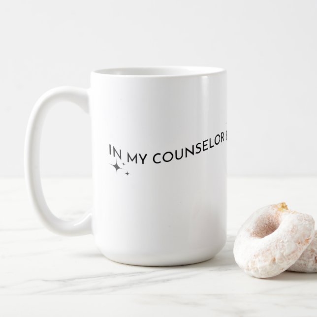 In My Counsellor Era with Black Stars Coffee Mug (With Donut)