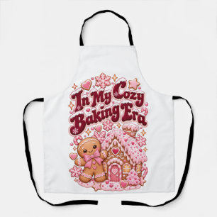 In My Cozy Baking Era Pink Christmas Gingerbread Apron