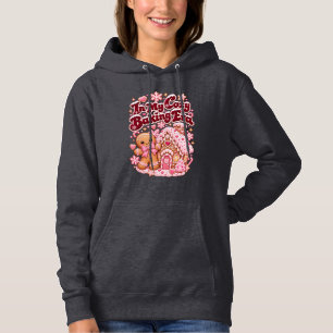 In My Cozy Baking Era Pink Christmas Gingerbread Hoodie