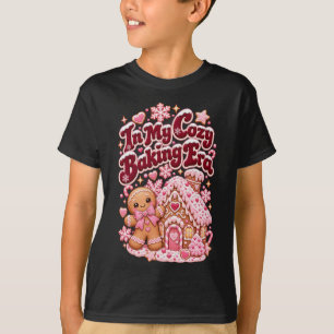 In My Cozy Baking Era Pink Christmas Gingerbread T-Shirt