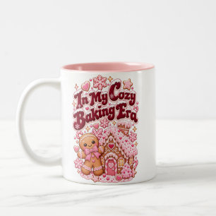 In My Cozy Baking Era Pink Christmas Gingerbread Two-Tone Coffee Mug