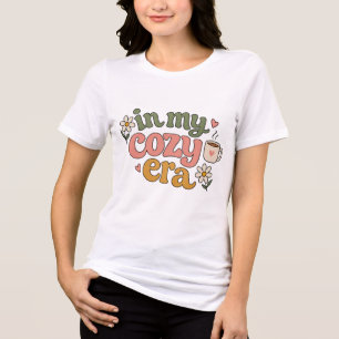 In My Cozy Era Retro Coffee Daisy Cute Aesthetic Tri-Blend Shirt