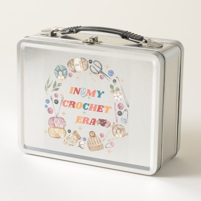 In My Crochet Era shirt ,Crafter Mom Gift, Crochet Metal Lunch Box (Front)