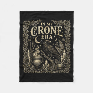 In My Crone Era Witchy Raven Cauldron Goth Witch Fleece Blanket