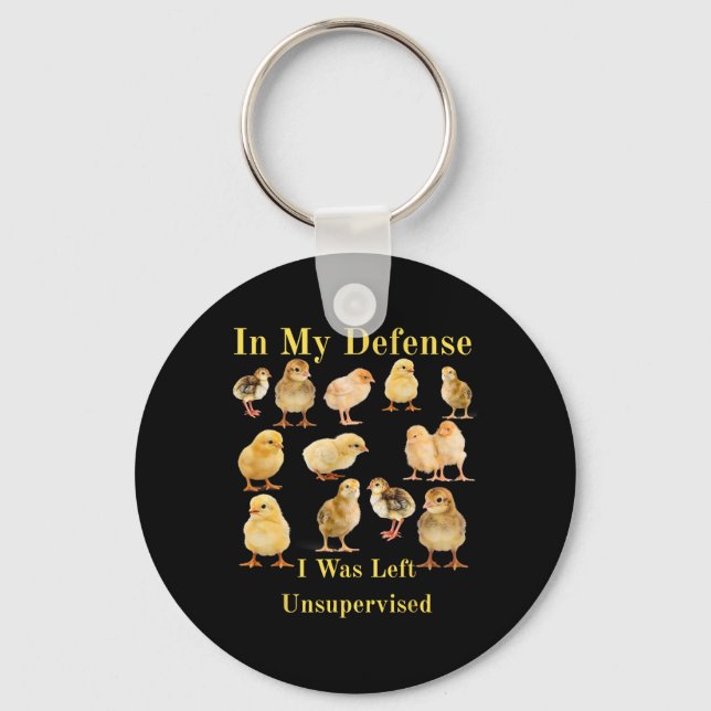 In My Defence I Was Left Unsupervised Chicken Math Keychain (Front)