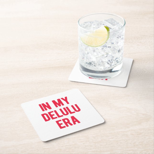 In My Delulu Era Square Paper Coaster (Insitu)