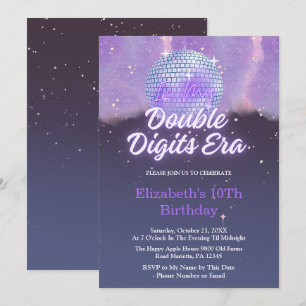 In My Double Digits Era 10th Birthday Disco Ball Invitation
