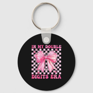 In My Double Digits Era Coquette Bow 10th Birthday Keychain