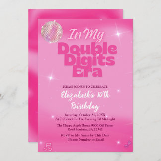In My Double Digits Era Pink 10th Birthday Invitation