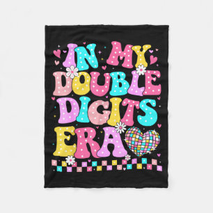 In My Double Digits Era Retro 10 Year Old 10th Bir Fleece Blanket