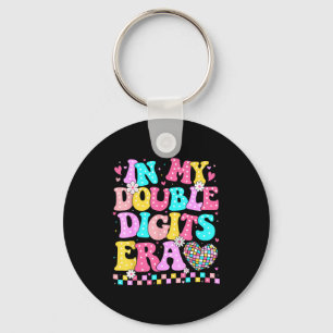 In My Double Digits Era Retro 10 Year Old 10th Bir Keychain