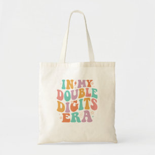 In My Double Digits Era Retro Groovy 10Th Birthday Tote Bag