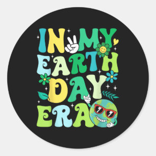 In My Earth Day Groovy Men Women Globe Save The Pl Classic Round Sticker