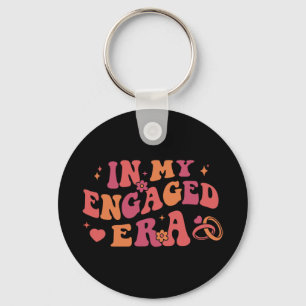 In My Engaged Era Retro Bride Bachelorette Party B Keychain
