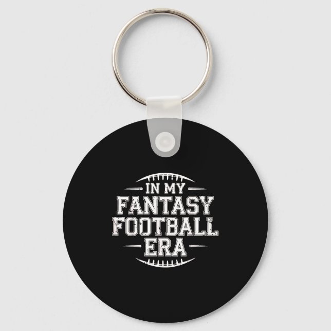 In My Fantasy Football Era Retro Groovy Who Love F Keychain (Front)