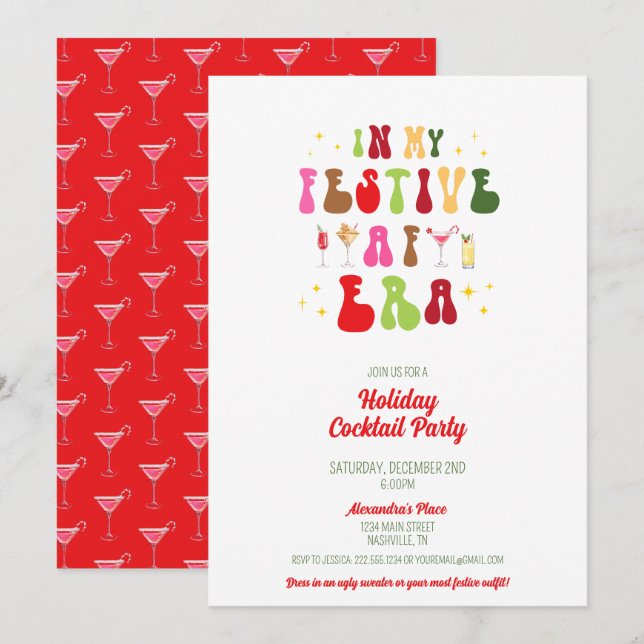 In My Festive AF Era Holiday Cocktail Party Invitation (Front/Back)