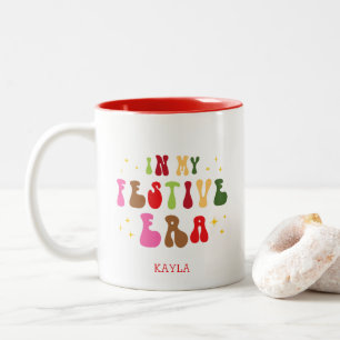 In My Festive Era Trendy Holiday Christmas Teacher Two-Tone Coffee Mug