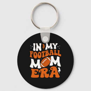 In My Football Mom Era Cute Groovy Football Keychain