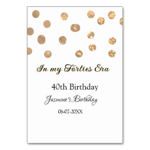 In my Forties era golden dots happy birthday Table Number