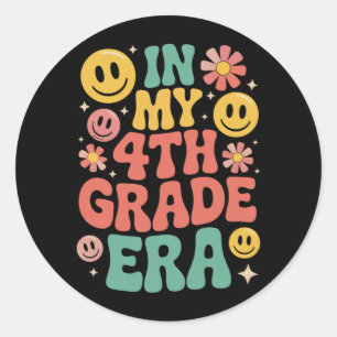 In My Fourth Grade Era Retro 4th Grade Back School Classic Round Sticker