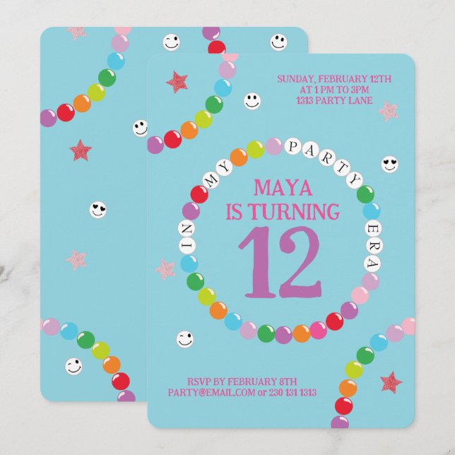 In My Friendship Bracelet Era Birthday Party Invitation (Front/Back)