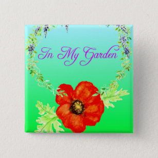 In My Garden Floral Pattern 2 Inch Square Button