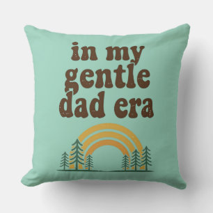 In My Gentle Dad Era Retro Groovy Rainbow Throw Pillow