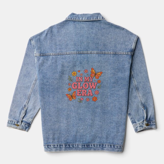  In My Glow Era jacket– Retro Butterfly & Flower  Denim Jacket (Back)