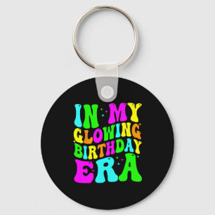 In My Glowing Birthday Era Groovy Colorful Bright  Keychain