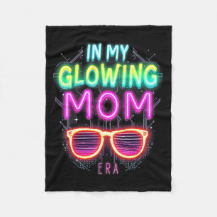 In My Glowing Mom Era Groovy Colorful Bright Fleece Blanket