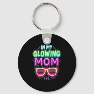 In My Glowing Mom Era Groovy Colorful Bright Keychain