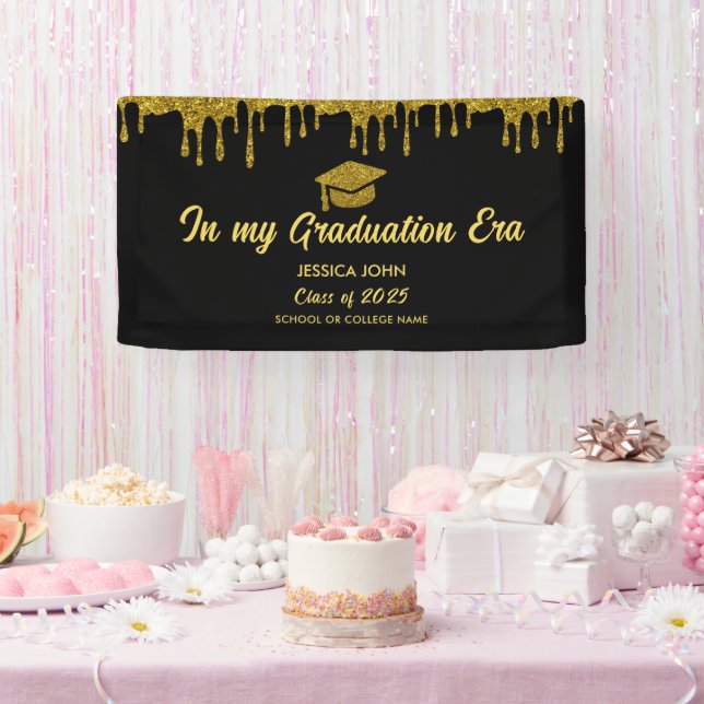 In my graduation era black and gold graduation  banner (Party)