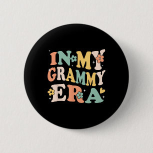 In My Grammy Era Funny Sarcastic Groovy Retro Moth 2 Inch Round Button