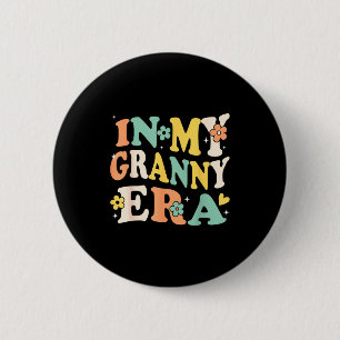 In My Granny Era Funny Sarcastic Groovy Retro Moth 2 Inch Round Button
