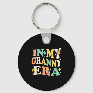 In My Granny Era Funny Sarcastic Groovy Retro Moth Keychain