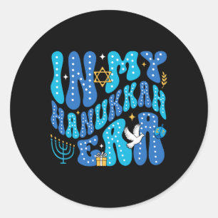 In My Hanukkah Era Happy Chanukah Jewish Pajamakah Classic Round Sticker