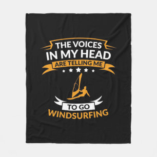 In My Head I Want To Go Windsurfing Fleece Blanket