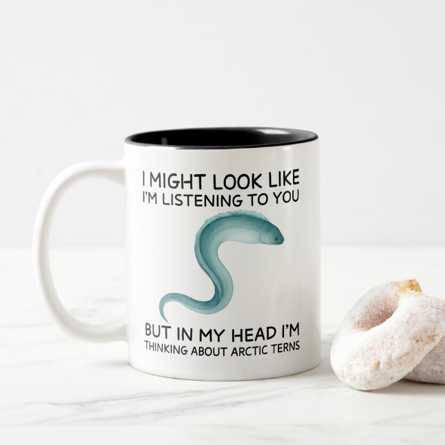 In My Head I'm Thinking About Eels  Two-Tone Coffee Mug (With Donut)