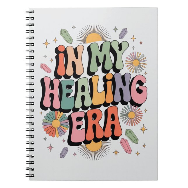 In My Healing Era – Groovy 70’s Retro Aesthetic Notebook (Front)