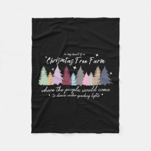 In My Heart Is A Christmas Xmas Tree Farm Vintage Fleece Blanket