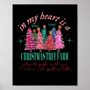 In My Heart Is A Christmas Xmas Tree Farm Vintage Poster