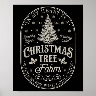 In My Heart Is A Christmas Xmas Tree Farm Vintage  Poster