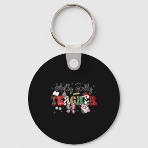 In My Holly Xmas Jolly Teacher Era Teacher Vibes C Keychain