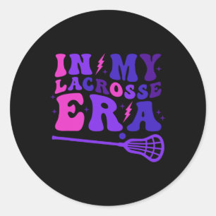 In My Lacrosse Era Retro Groovy Sports Women And G Classic Round Sticker