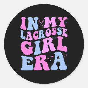 In My Lacrosse Girl Era Groovy Retro Funny 3  Classic Round Sticker
