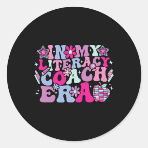 In My Literacy Coach Era Groovy Back To School Classic Round Sticker