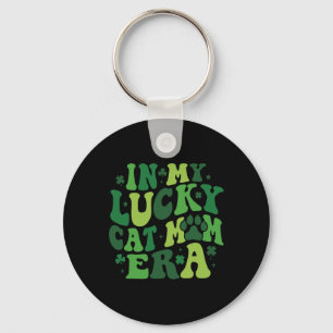 In My Lucky Cat Mom Era Groovy Irish Saint Patrick Keychain